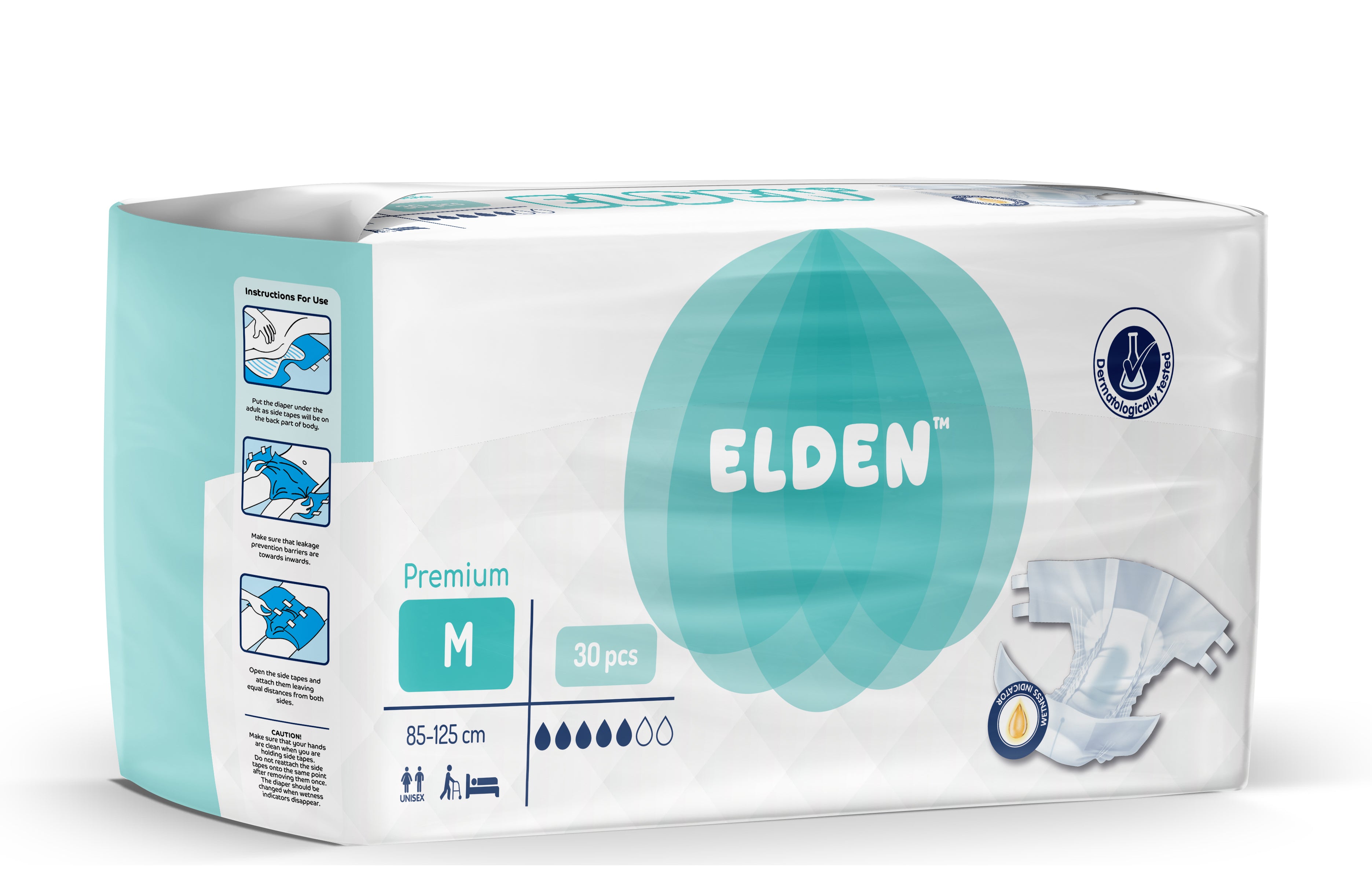 Elden Premium Adult Diapers – Medium (Pack of 30)