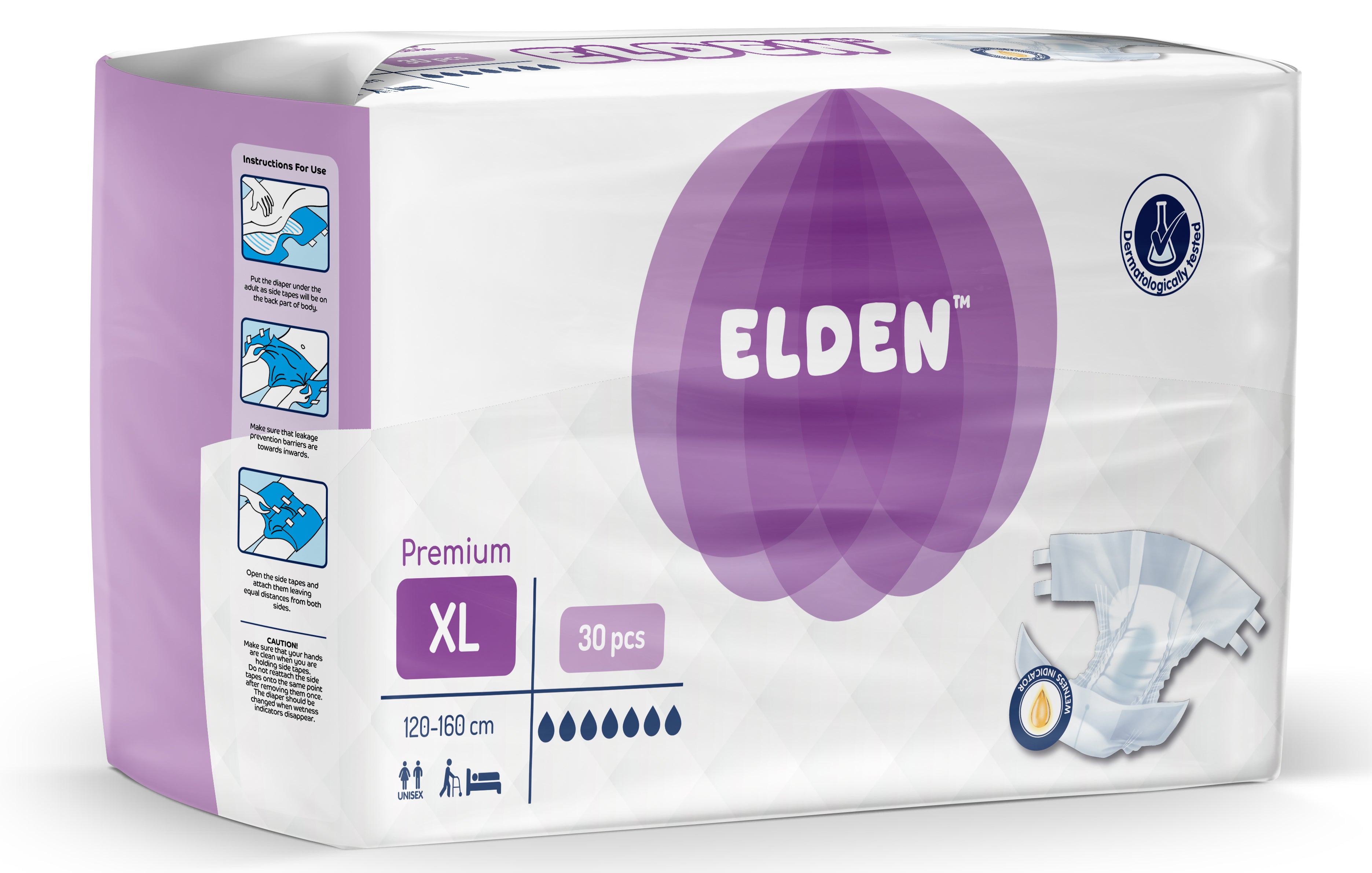 Elden Premium Adult Diapers – XL (Pack of 30)