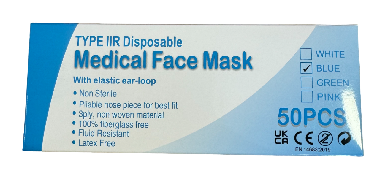 Type IIR 3Ply Face Masks - EN 14683 (50 masks)