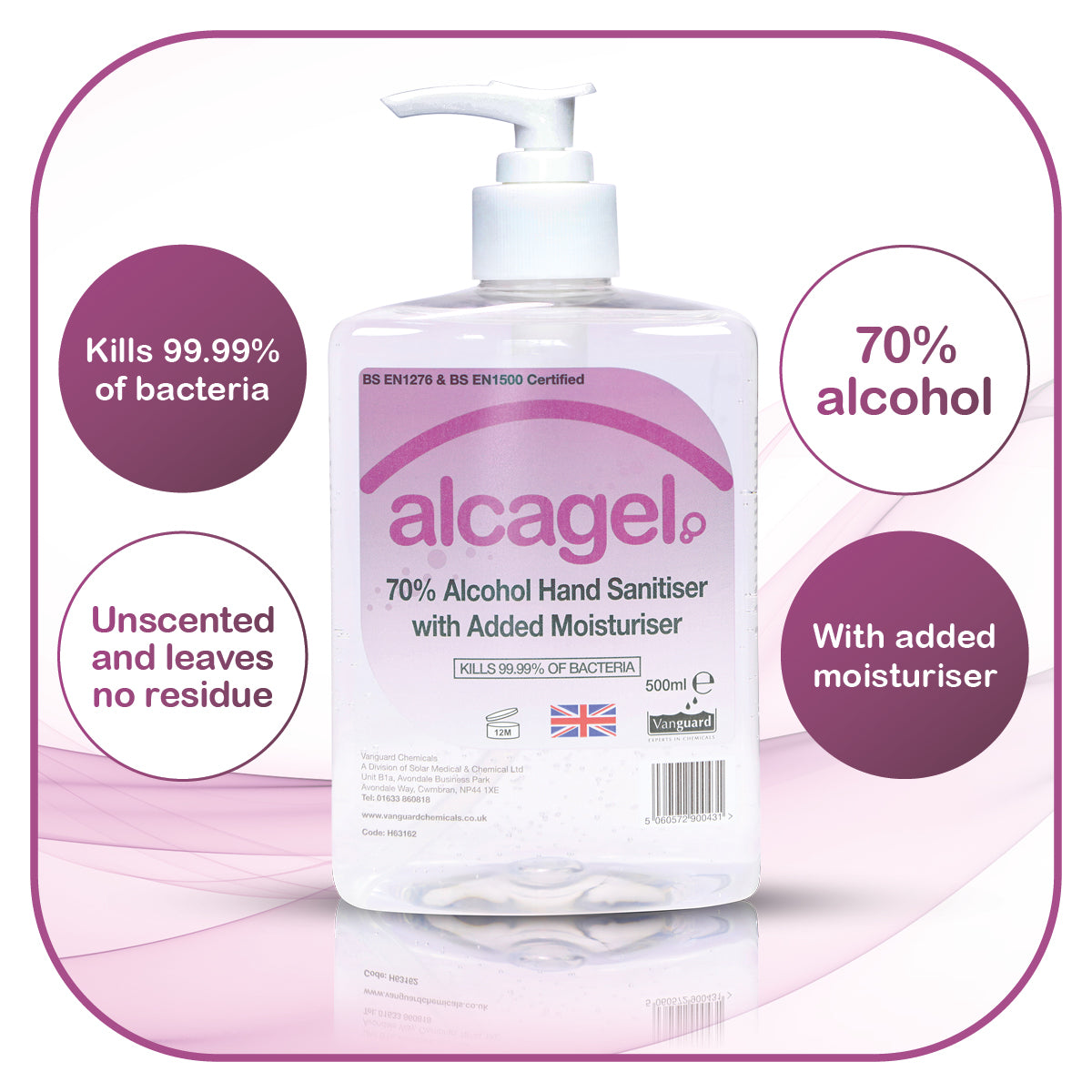 Vanguard Alcagel® 70% Alcohol Hand Sanitiser (500ml)